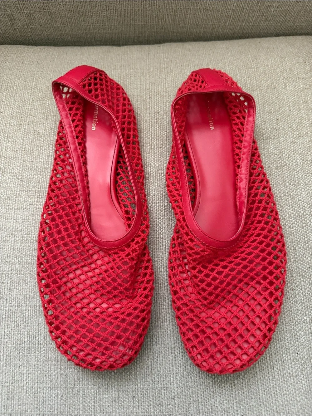 Reformation Britt Mesh Ballet Flat Red - Size 9